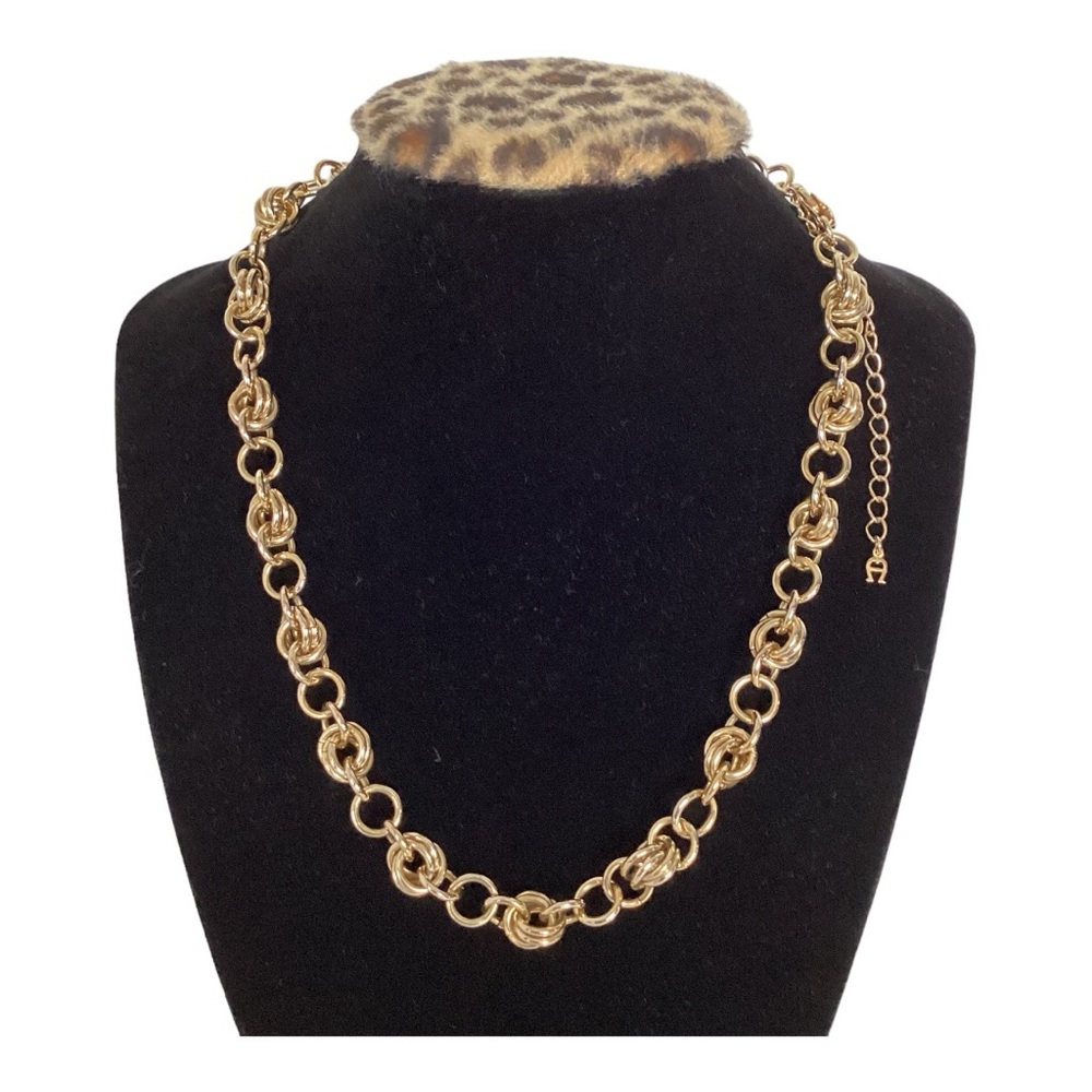 Etienne Aigner Gold Tone Choker Necklace Double Round Links Vintage EUC